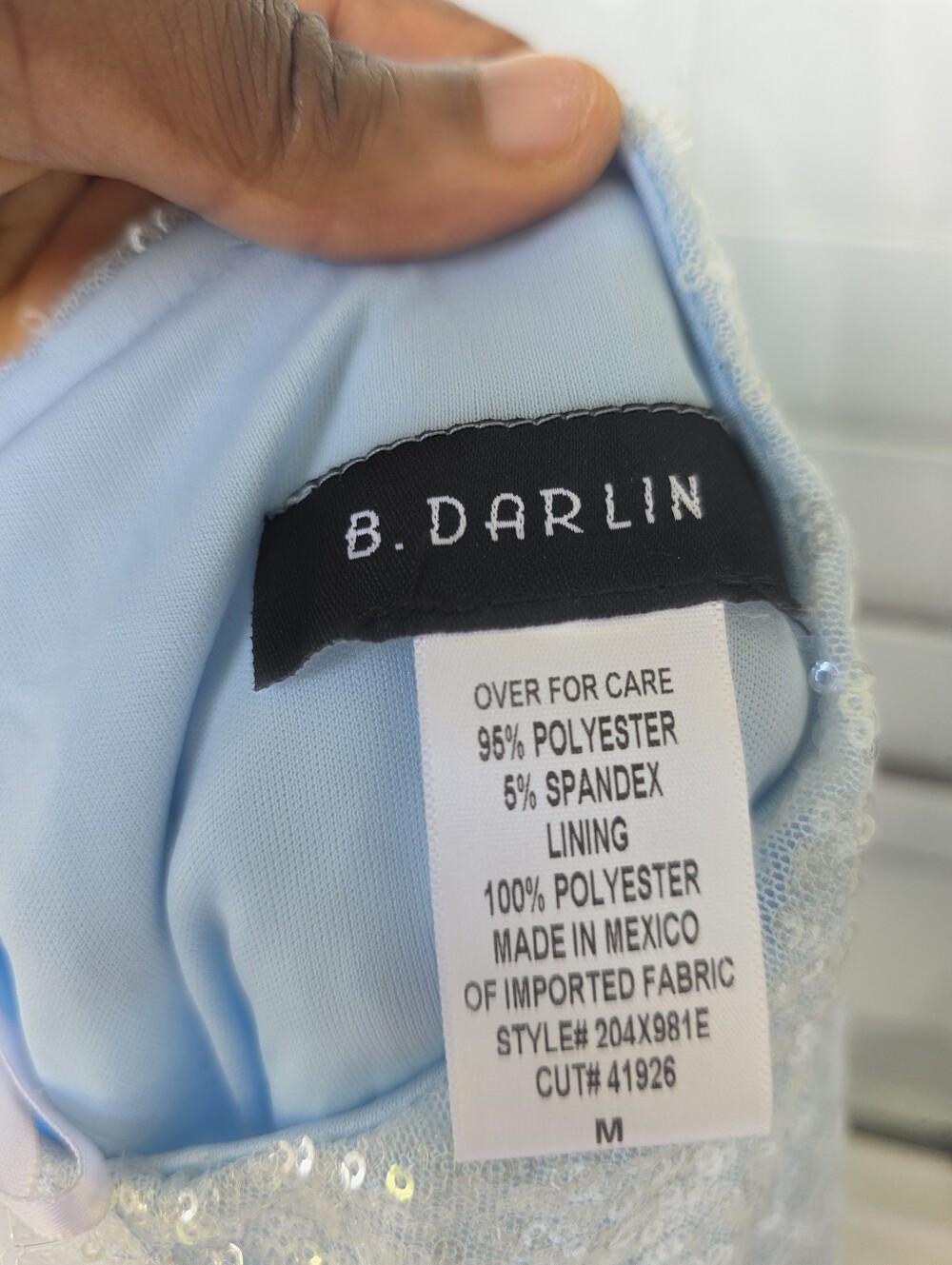 B Darlin Light Blue Sequin Mini Dress Spaghetti Strap V-Neck Party Size M NWT - Picture 7 of 9